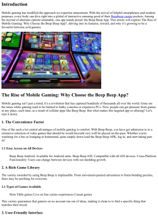 The Rise of Mobile Gaming: Why Choose the Beep Beep App?