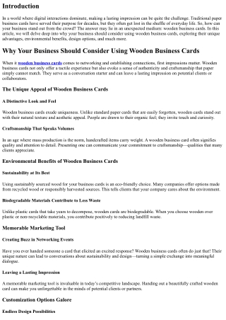 Why Your Business Should Consider Using Wooden Business Cards