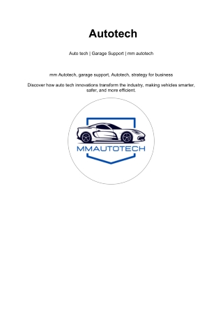 Auto tech | Garage Support | mm autotech