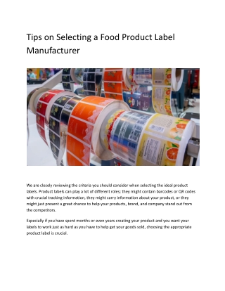 Tips on Selecting a Food Product Label Manufacturer (1)