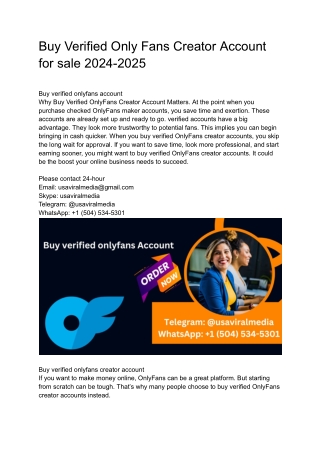 Buy Verified Only Fans Creator Account for sale 2024-2025