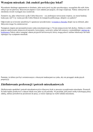 Wynajem apartamentów: Jak wyszukać idealny apartament?