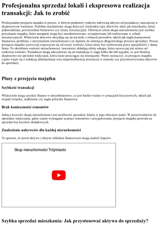 Szybka sprzedaż nieruchomości: Transakcje mieszkaniowe i ekspresowa realizacja t