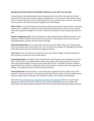 Bespoke Classic Facial Treatments that Make a Difference to your Skin Tone and Looks