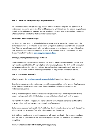 Best Hysteroscopic Surgeon in Dubai