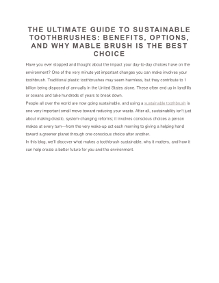 THE ULTIMATE GUIDE TO SUSTAINABLE TOOTHBRUSHES BENEFITS, OPTIONS, AND WHY MABLE BRUSH IS THE BEST CHOICE