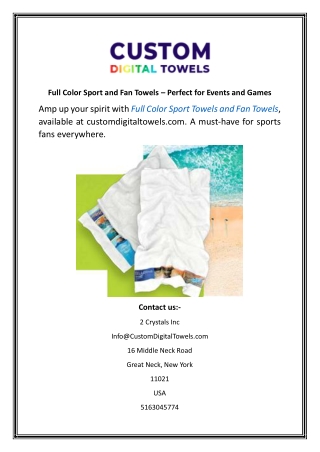 Full Color Sport and Fan Towels – Perfect for Events and Games