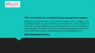 Block Management Company - Leading Property Management Experts