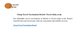Cheap Travel Vaccinations Bristol Travel-clinic.co.uk