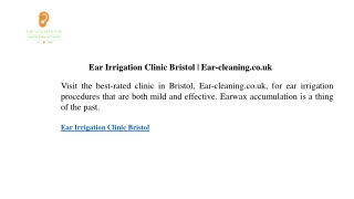 Ear Irrigation Clinic Bristol Ear-cleaning.co.uk