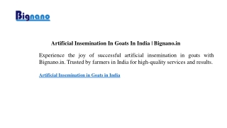 Artificial Insemination In Goats In India Bignano.in
