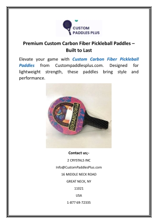 Premium Custom Carbon Fiber Pickleball Paddles – Built to Last