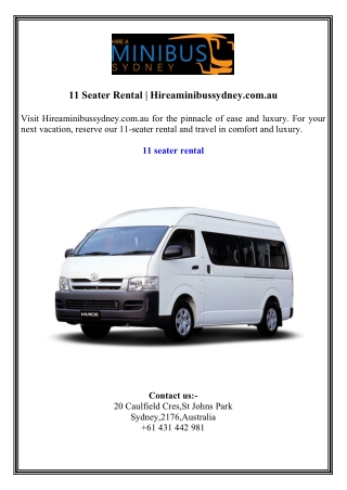 11 Seater Rental  Hireaminibussydney.com.au