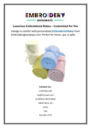 Luxurious Embroidered Robes – Customized for You