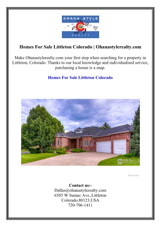 Homes For Sale Littleton Colorado  Ohanastylerealty.com