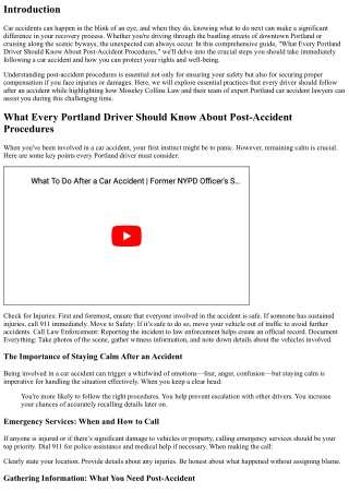 What Every Portland Driver Should Know About Post-Accident Procedures