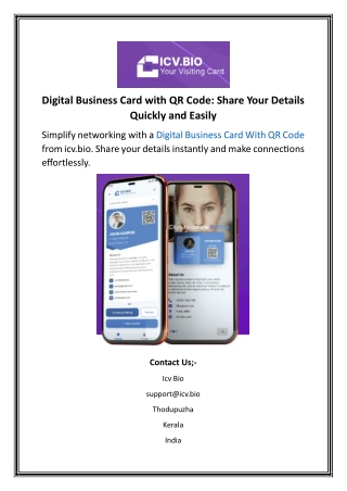 Digital Business Card with QR Code Share Your Details Quickly and Easily