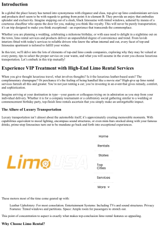 “Experience VIP Treatment with High-End Limo Rental Services”