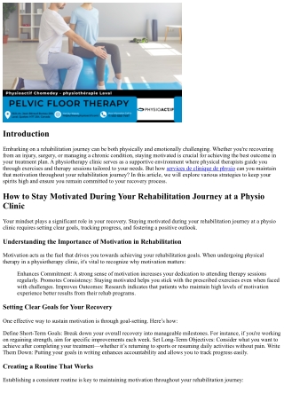 How to Stay Motivated During Your Rehabilitation Journey at a Physio Clinic