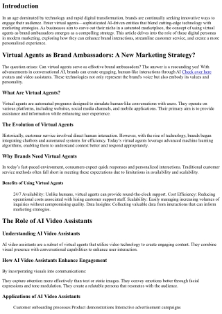 “Virtual Agents as Brand Ambassadors: A New Marketing Strategy?”