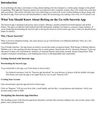 What You Should Know About Betting on the Go with Surewin App