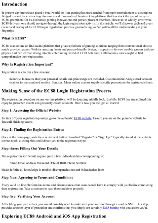 Making Sense of the EC88 Login Registration Process