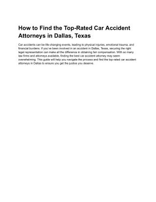 How to Find the Top-Rated Car Accident Attorneys in Dallas, Texas