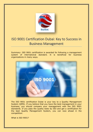 ISO 9001 Certification Dubai Key To Success In Business Management