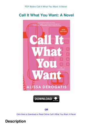 PDF Books Call It What You Want A Novel