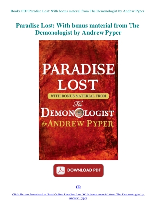 Books PDF Paradise Lost With bonus material from The Demonologist by Andrew Pyper
