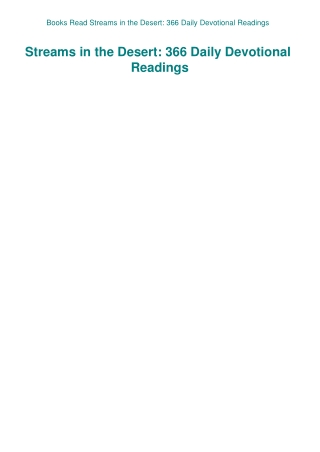 Books Read Streams in the Desert 366 Daily Devotional Readings