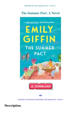 PDF READ The Summer Pact A Novel