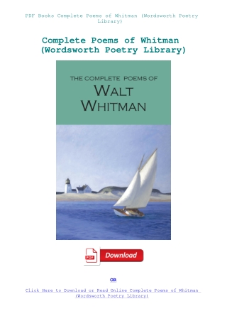 PDF Books Complete Poems of Whitman (Wordsworth Poetry Library)