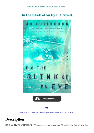 PDF Books In the Blink of an Eye A Novel