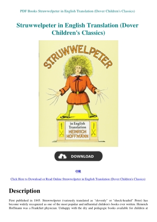 PDF Books Struwwelpeter in English Translation (Dover Children's Classics)