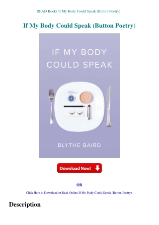 READ Books If My Body Could Speak (Button Poetry)