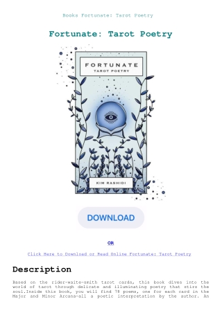 Books  Fortunate Tarot Poetry