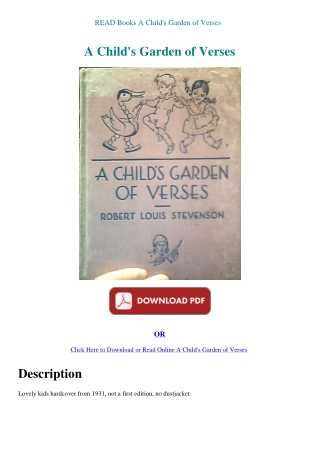 READ Books A Child's Garden of Verses