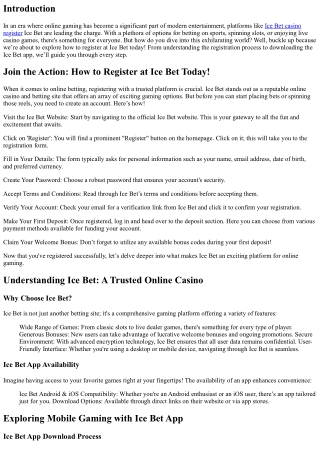 Join the Action: How to Register at Ice Bet Today!