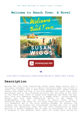 PDF READ Welcome to Beach Town A Novel