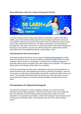 Diamond247sports_ India’s No.1 Diamond Exchange ID Provider