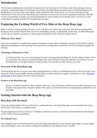 Exploring the Exciting World of Free Slots on the Beep Beep App