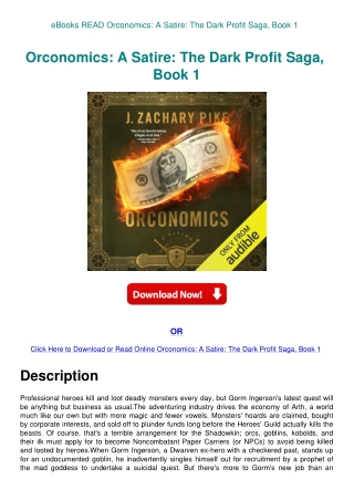 eBooks READ Orconomics A Satire The Dark Profit Saga  Book 1