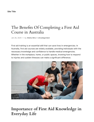 The Benefits Of Completing a First Aid Course in Australia – Site Title