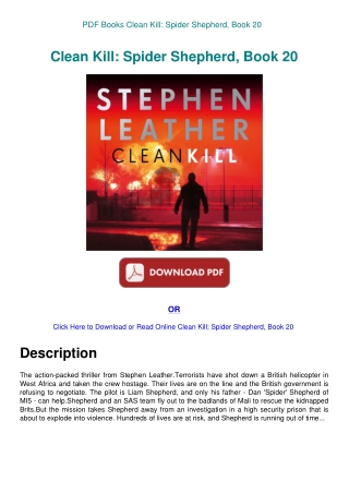 PDF Books Clean Kill Spider Shepherd  Book 20