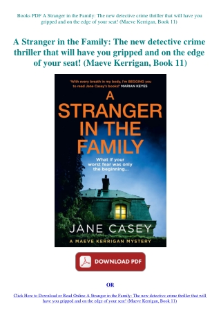 Books PDF A Stranger in the Family The new detective crime thriller that will have you gripped and o