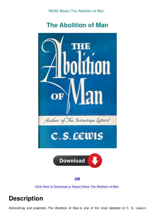 READ Books The Abolition of Man