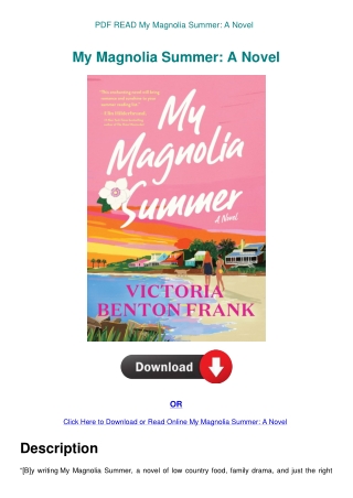 PDF READ My Magnolia Summer A Novel
