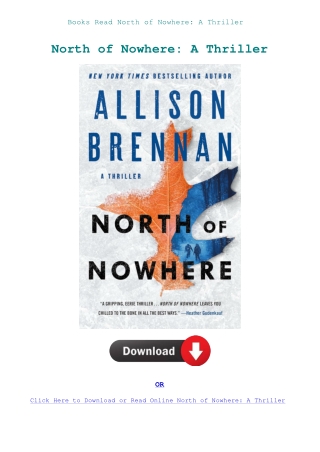 Books Read North of Nowhere A Thriller