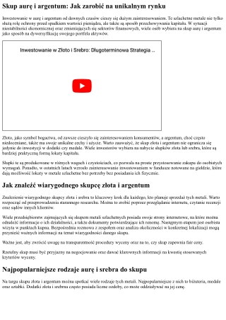 Skup diamentów i srebra: Jak zyskać na niezwykłym rynku